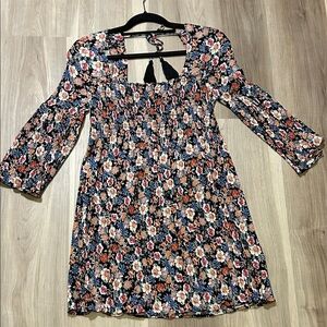 Jack by BB Dakota Floral Smocked Dress with Tassel Tie